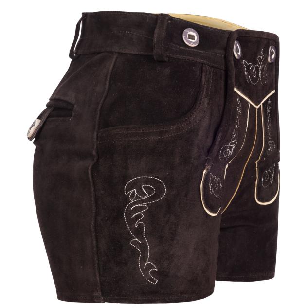Damen Trachten Lederhose Shorts Kurz Wildleder 