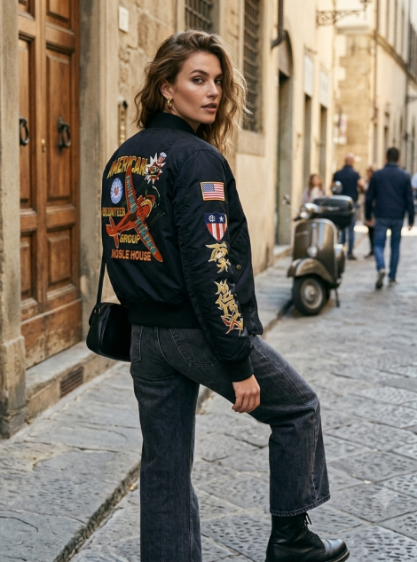 Damen Nylon Bomber 